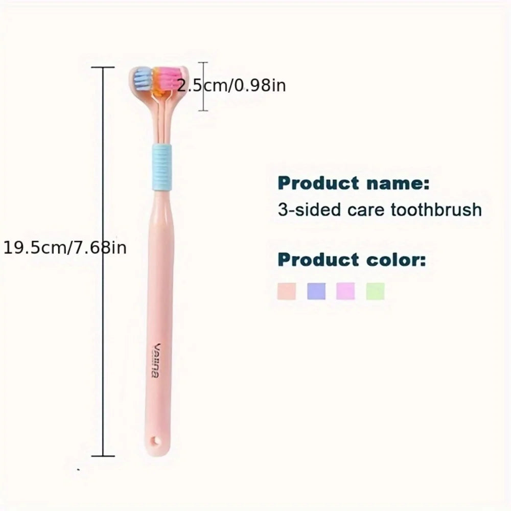 Three-Sided Toothbrush with Ultra-Fine Soft Bristles for Deep Cleaning