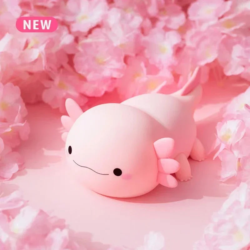 Cute Axolotl Silicone Night Light | Touch Control Nursery Lamp