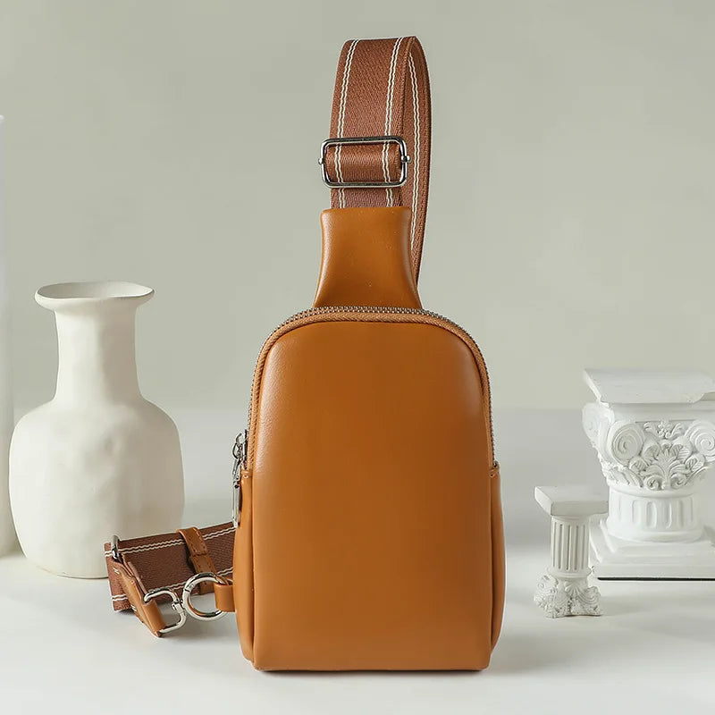 Unisex Soft Leather Chest Bag | Versatile Crossbody Waist Bag