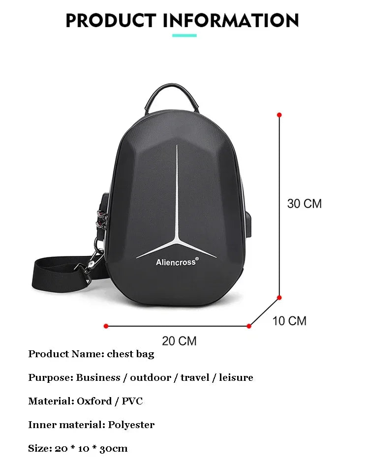 Designer Anti-theft Lock Crossbody Bag USB Charging Travel Shoulder Bag High Quality Messenger Bags Male Waterproof Chest Bag