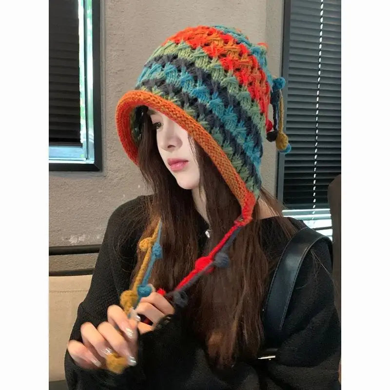 Women's Cute Bear Plush Knitted Hat | Cozy Winter Beanie