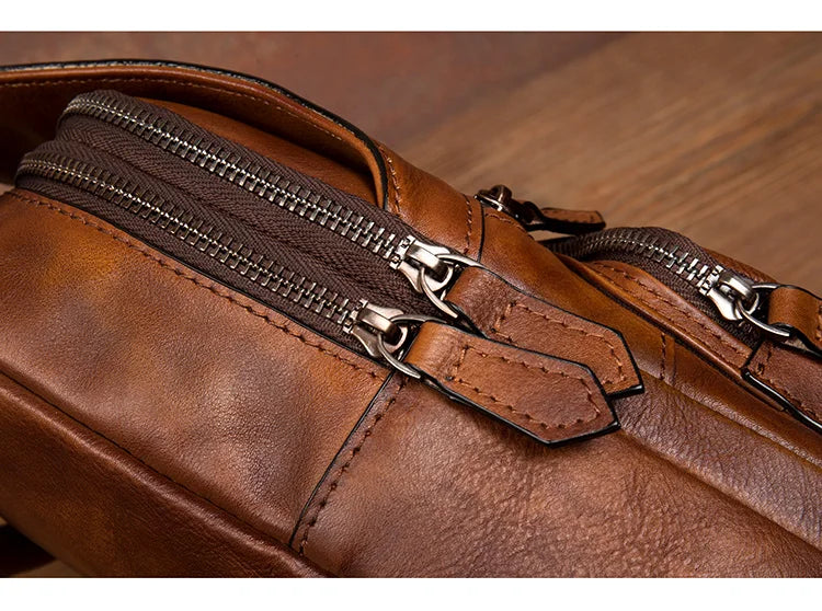 Large-Capacity Leather Chest Bag for Men | Casual Shoulder Bag