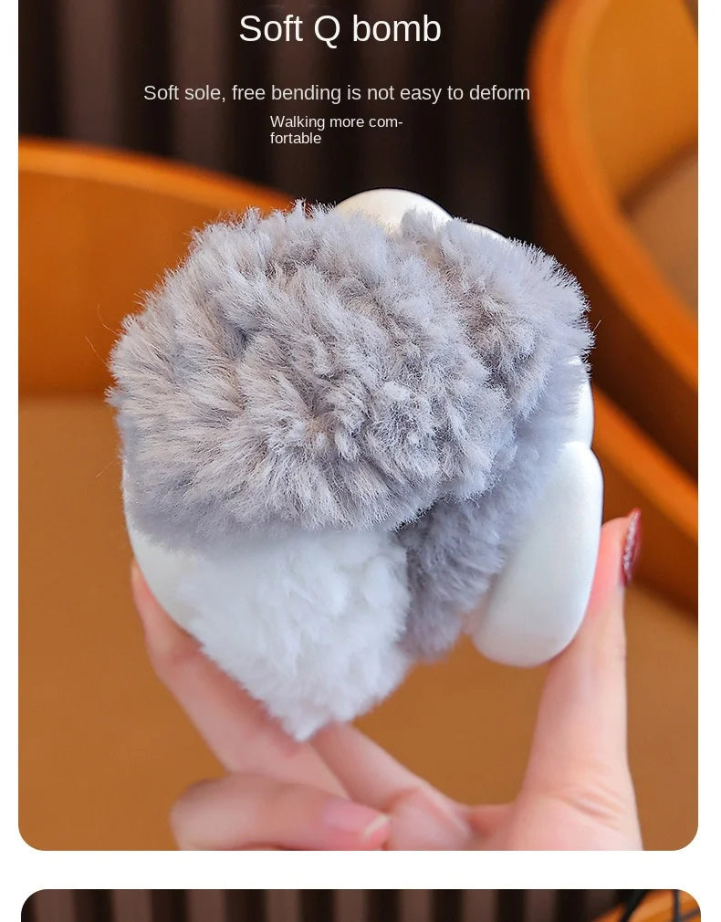 Cute Puppy Plush Slippers for Kids | Non-Slip Cozy Footwear