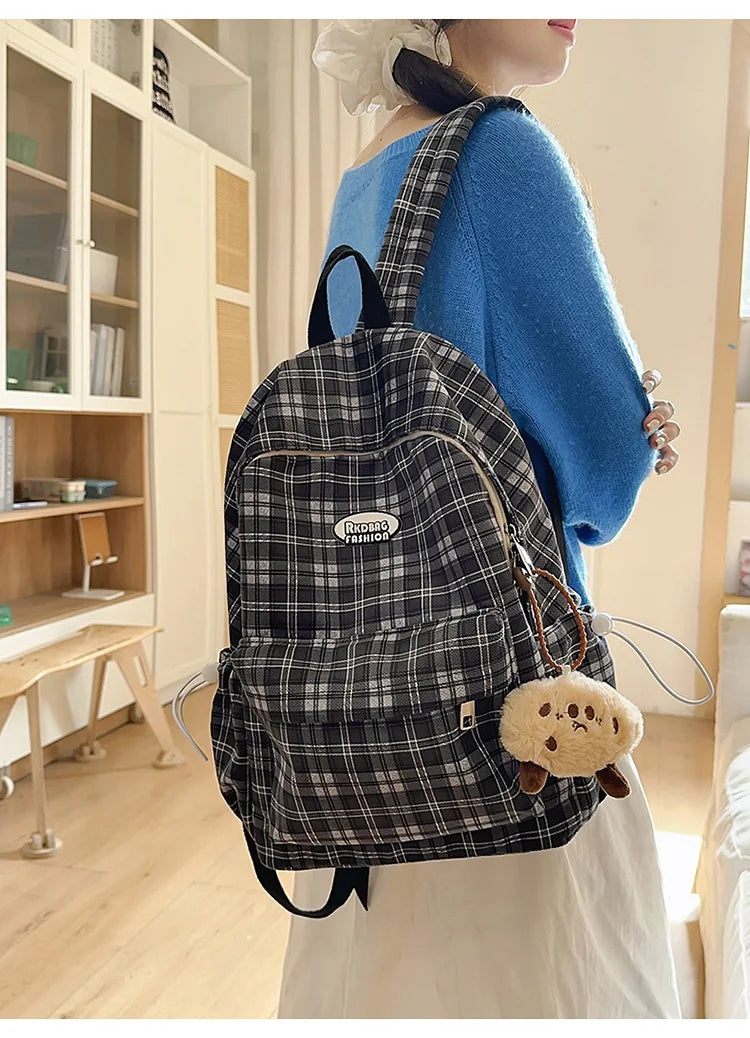 Large Capacity Plaid Backpack | Versatile Travel & School Bag