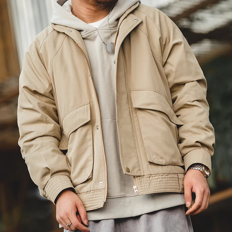 Men's Vintage Pilot Jacket | Thick Warm Cotton Bomber for Winter