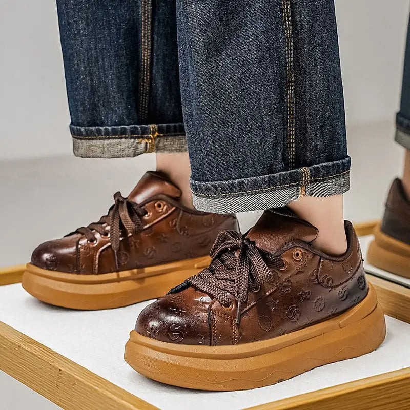 Men's Retro High-Street Leather Sneakers | Stylish Casual Shoes