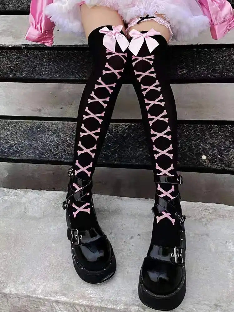 Gothic Long Sexy Stockings | Dark Harajuku Thigh High Hosiery
