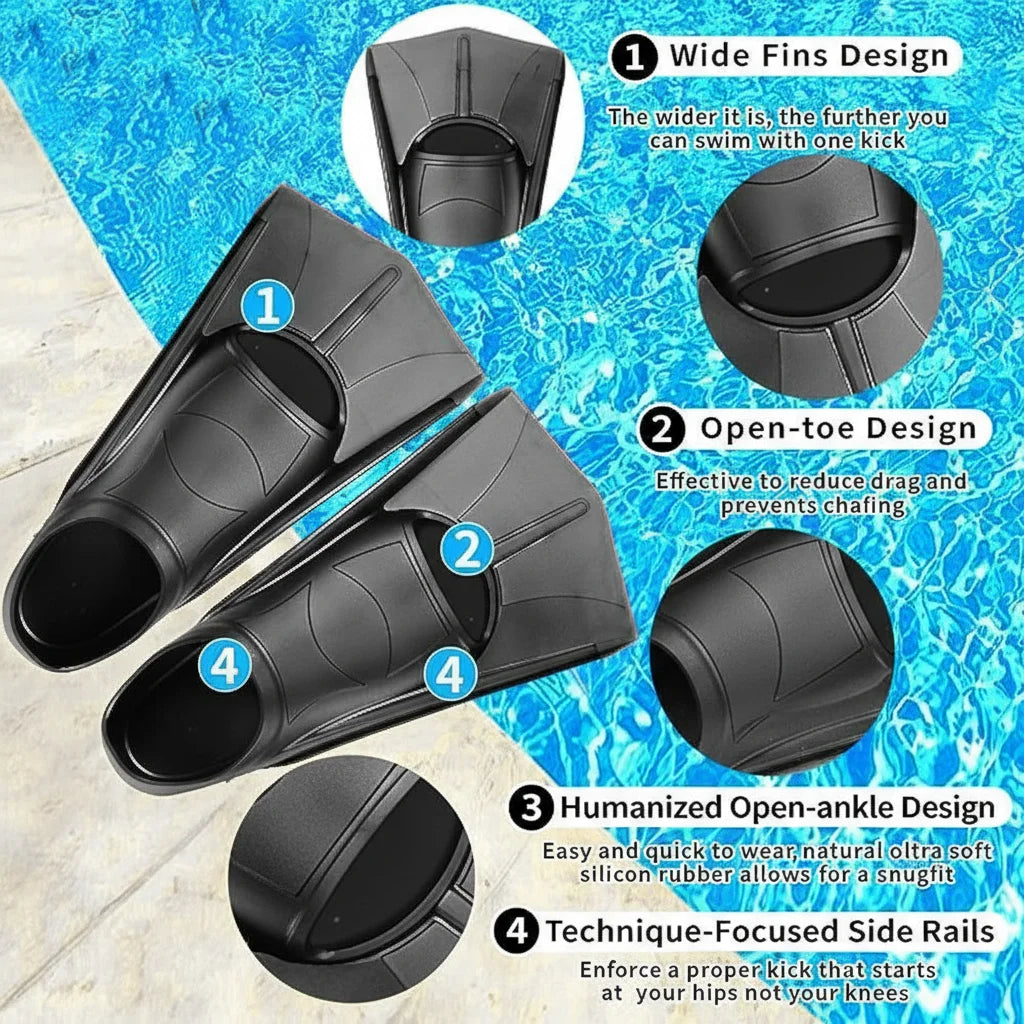 Professional Short Diving Fins for Enhanced Swim Training