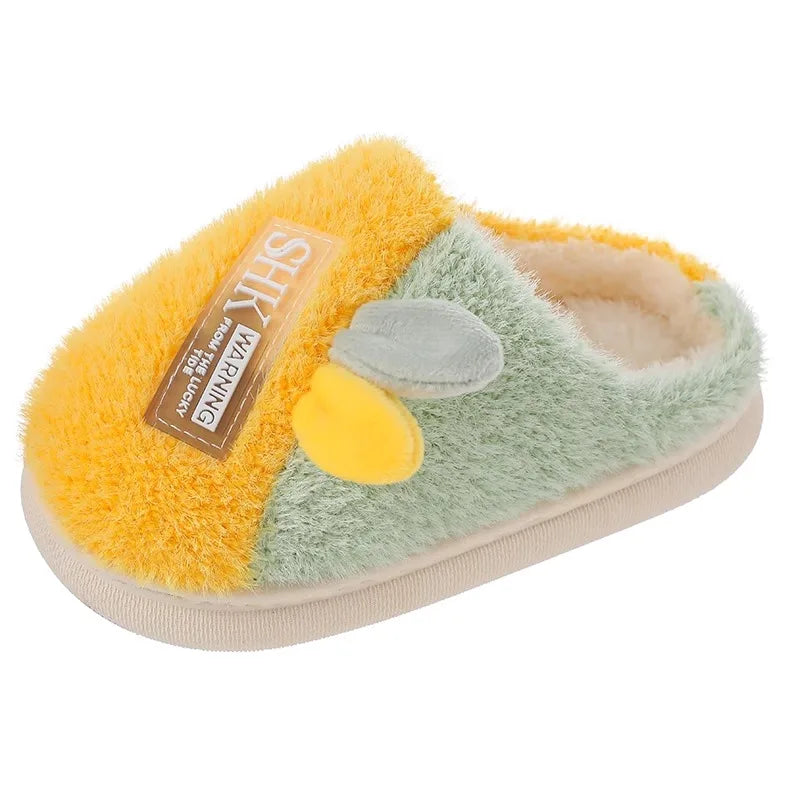 Cute Animal Print Plush Slippers for Kids | Cozy Indoor Shoes