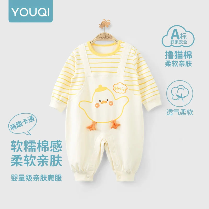 Unisex Baby Autumn Romper | Soft Cotton Long-Sleeve Jumpsuit