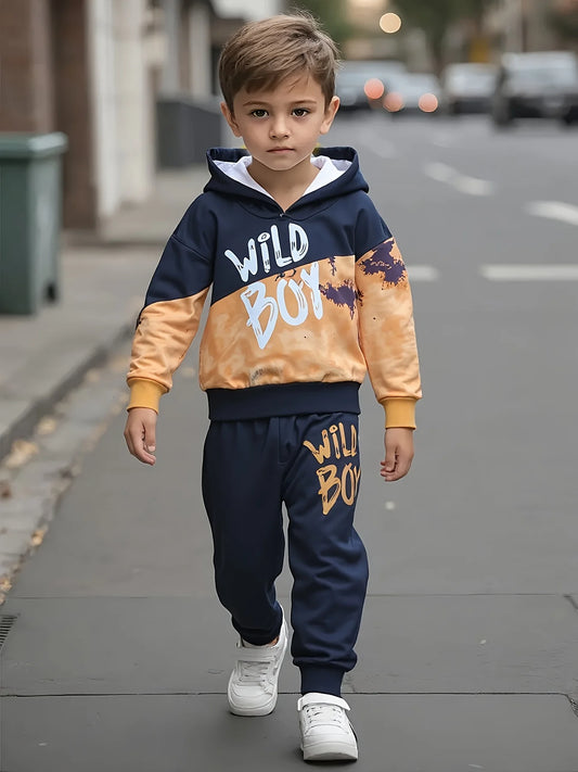 Boys Color Block Hoodie Set | Trendy Autumn/Winter Outfit