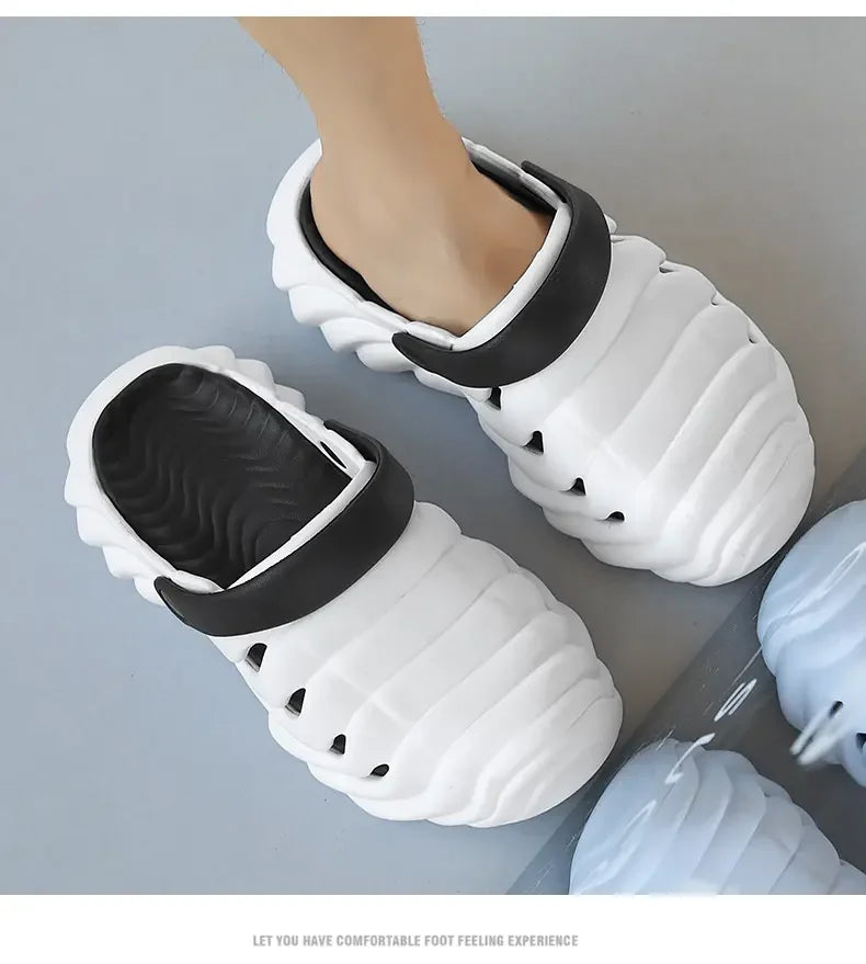 Men Fashion Closed Toe Beach Slippers Summer Trendy Casual Breathable Non Slip Slip on Street Daily Leisure Shoes