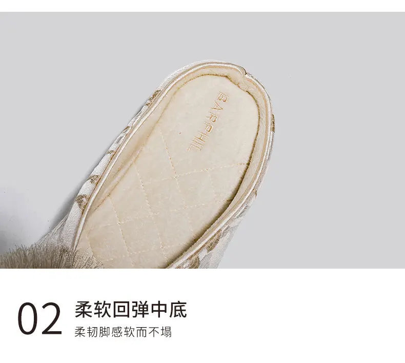 Ladies Indoor Cotton Slippers with Pom Poms | Stylish Comfort
