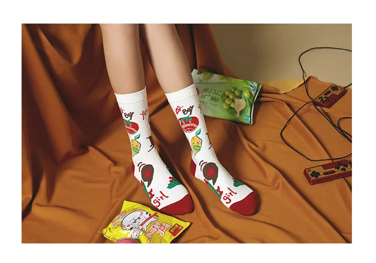 5 Pairs Colorful Funny Villain Socks | Quirky Harajuku Style
