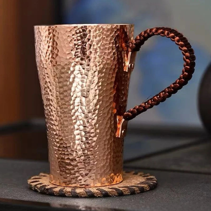 Vintage Copper Coffee Cup | Handcrafted Hammered Design Mug