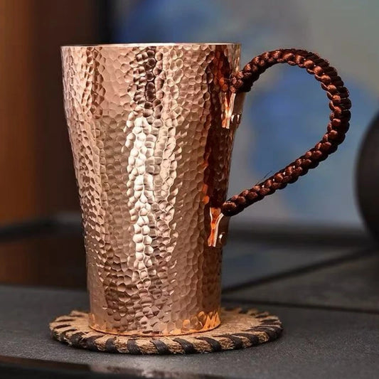Vintage Copper Coffee Cup | Handcrafted Hammered Design Mug