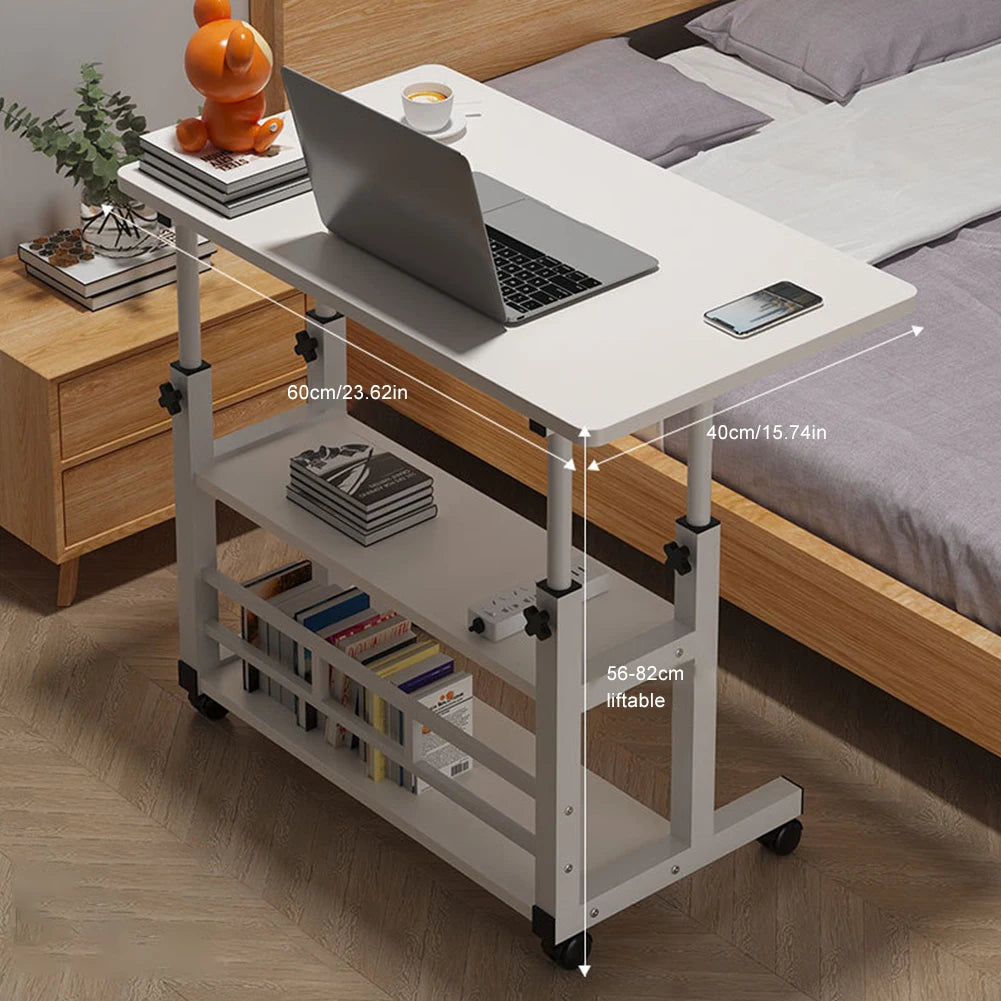 Height Adjustable Movable Office Desk with Storage Shelf
