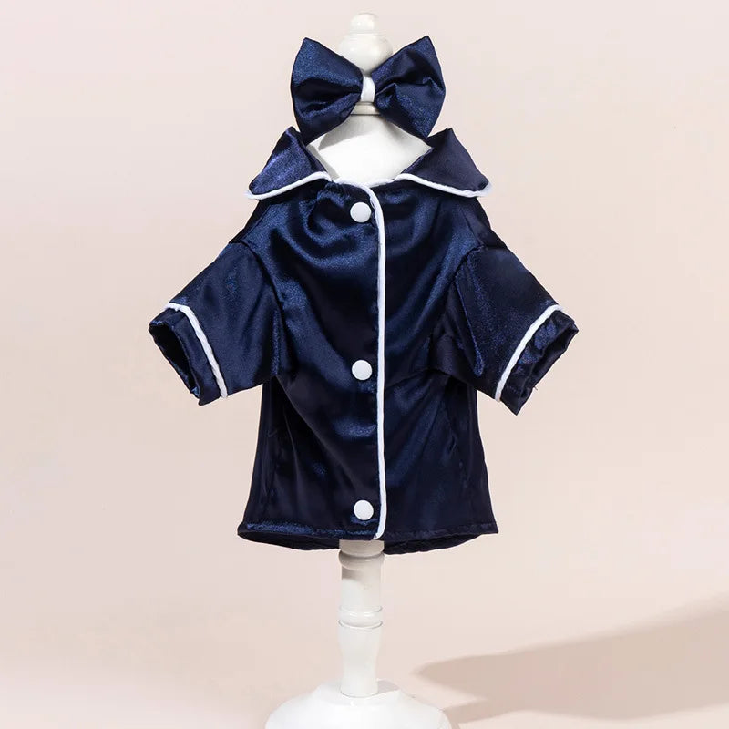 Cute Solid Color Pet Pajama Set with Flower Headband Accessories