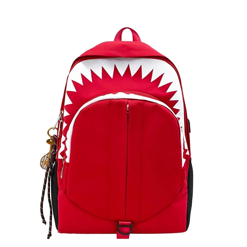 Luminous Shark Mouth Backpack | Large Capacity USB Laptop Bag