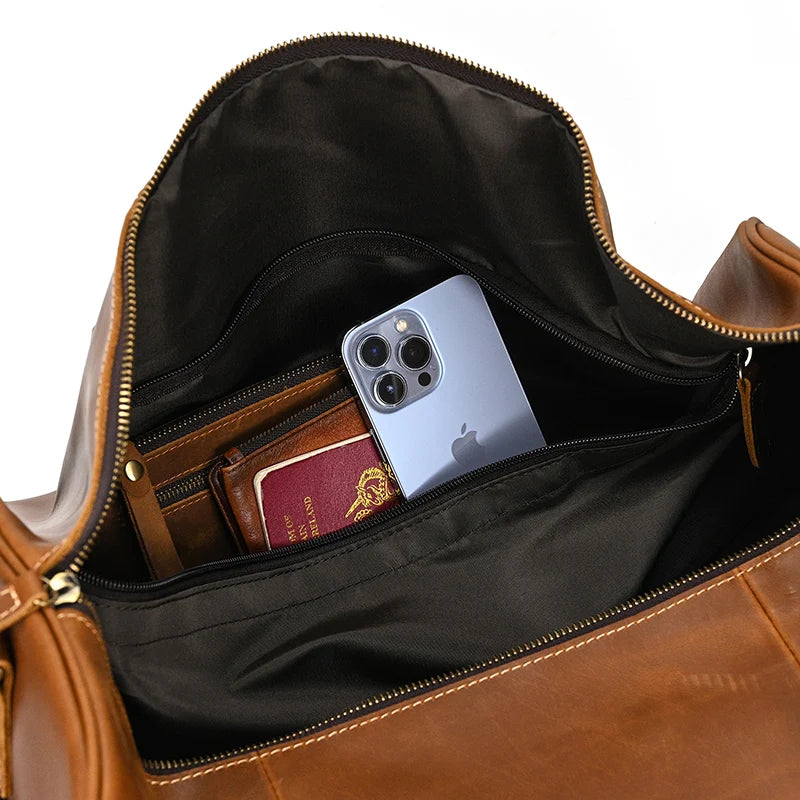 Luxury Genuine Leather Travel Bag for Men & Women | Versatile Duffle