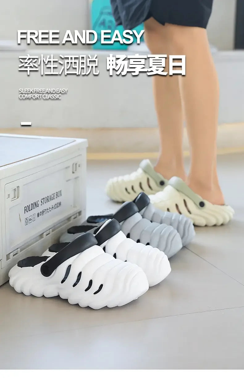 Men Fashion Closed Toe Beach Slippers Summer Trendy Casual Breathable Non Slip Slip on Street Daily Leisure Shoes