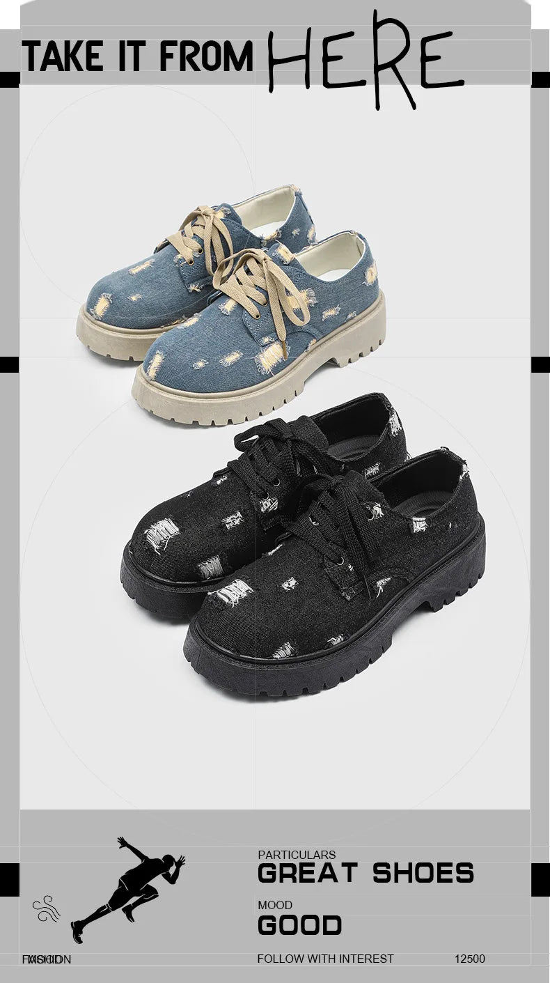 Comfortable Denim Low Top Boots with Thick Sole | Trendy Sneakers