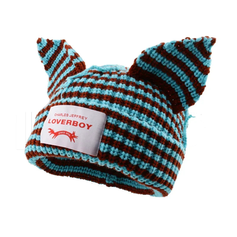 Unisex Long Fox Ears Knitted Beanie | Y2K Bunny Rabbit Hat