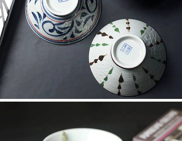 Hand-Painted Rice Bowl Set | Japanese-Style Ceramic Tableware