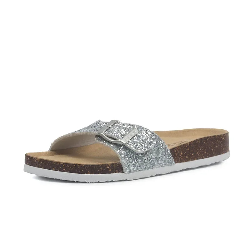 Elegantes chanclas de corcho de verano para mujer | Sandalias informales de playa