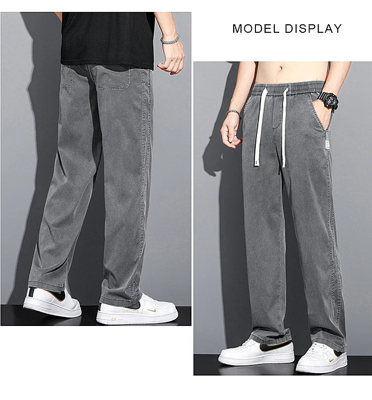 Men's Soft Lyocell Casual Jeans | Thin Loose Straight Pants