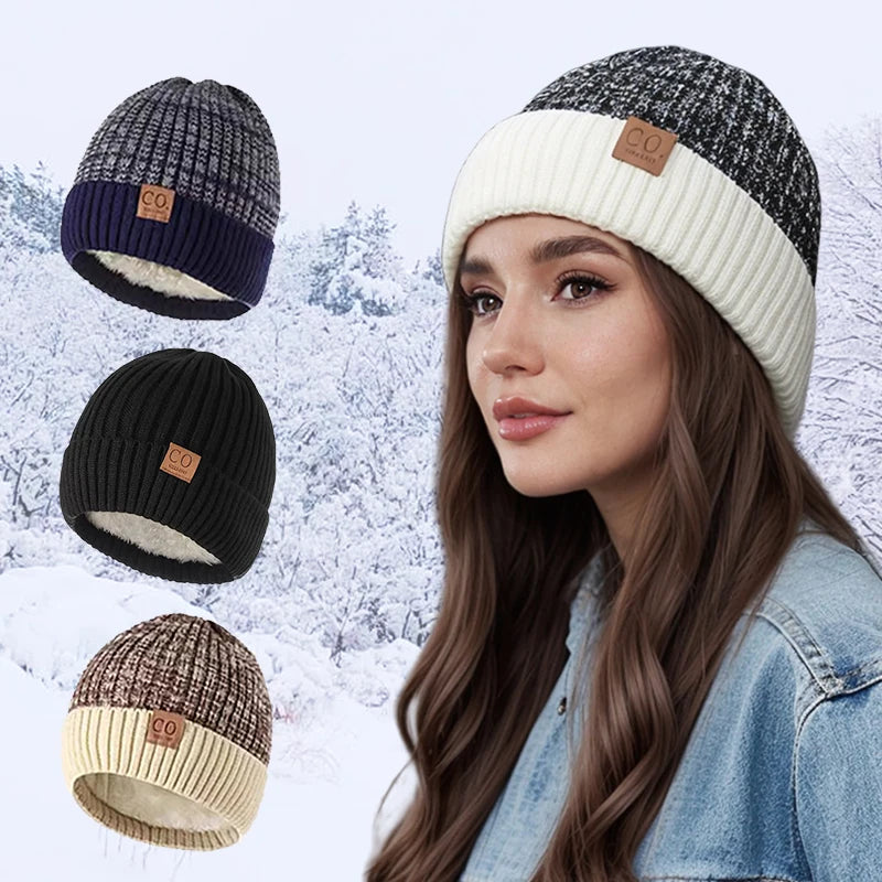 Unisex Warm Lined Knit Beanie | Cozy Brimless Ski Hat for Winter