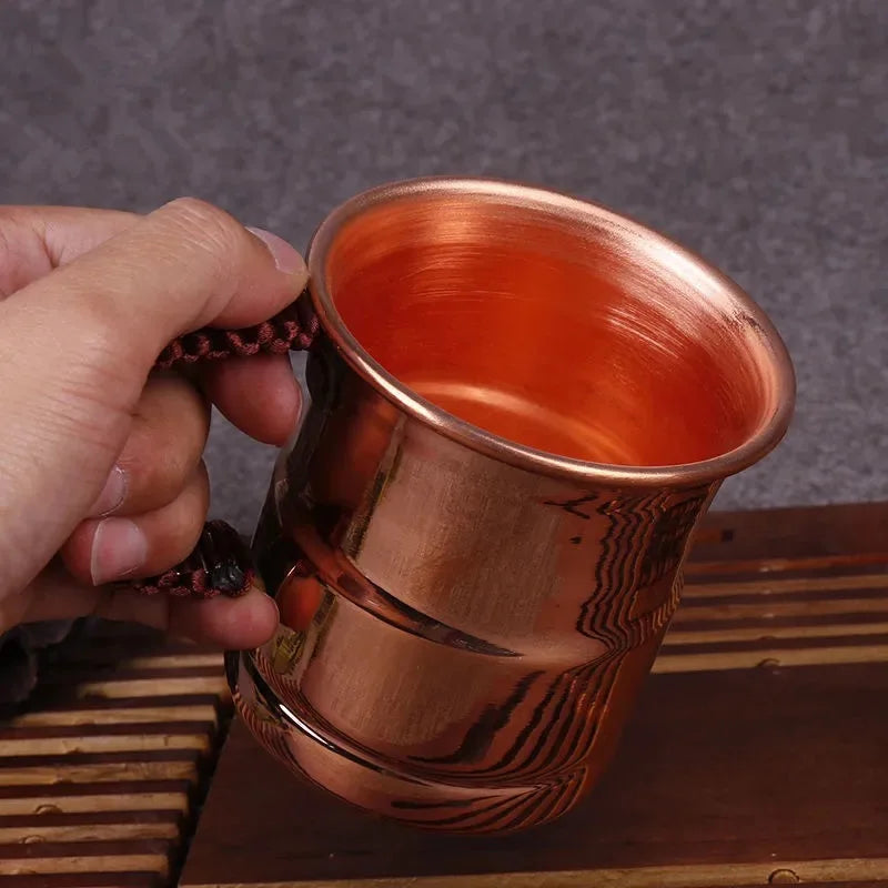Handcrafted Pure Copper Beer Milk Mug Weave Handle Thickened Moscow Water Mule 400 ml Breakfast Cup Moscow Drinkware Tableware