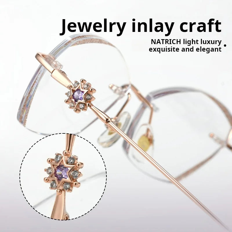 Stylish Rimless Cat's Eye Glasses | Anti Blue Light Prescription Eyewear