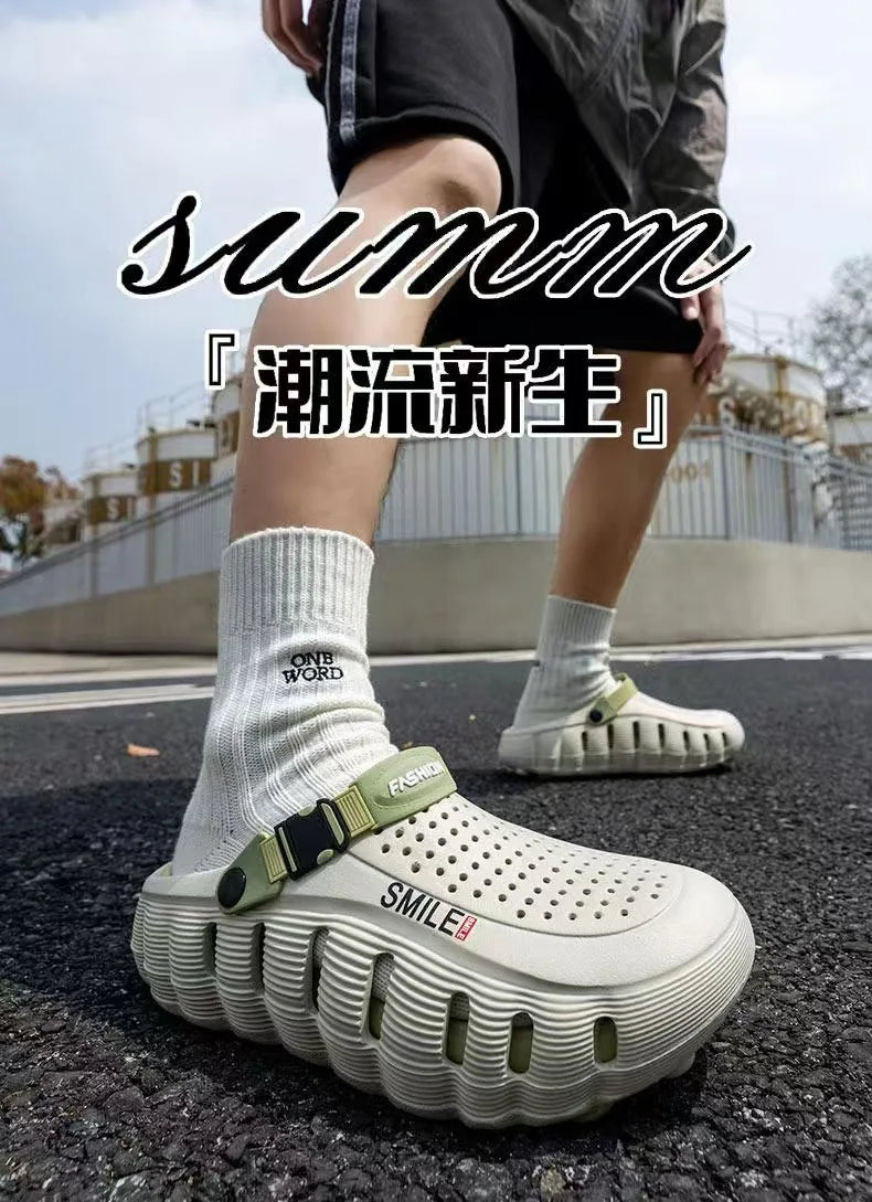 2026 Summer New Cave Shoes Outdoor Non slip Cool Slippers One Step Trendy Thick Bottom Odor proof Beach Shoes