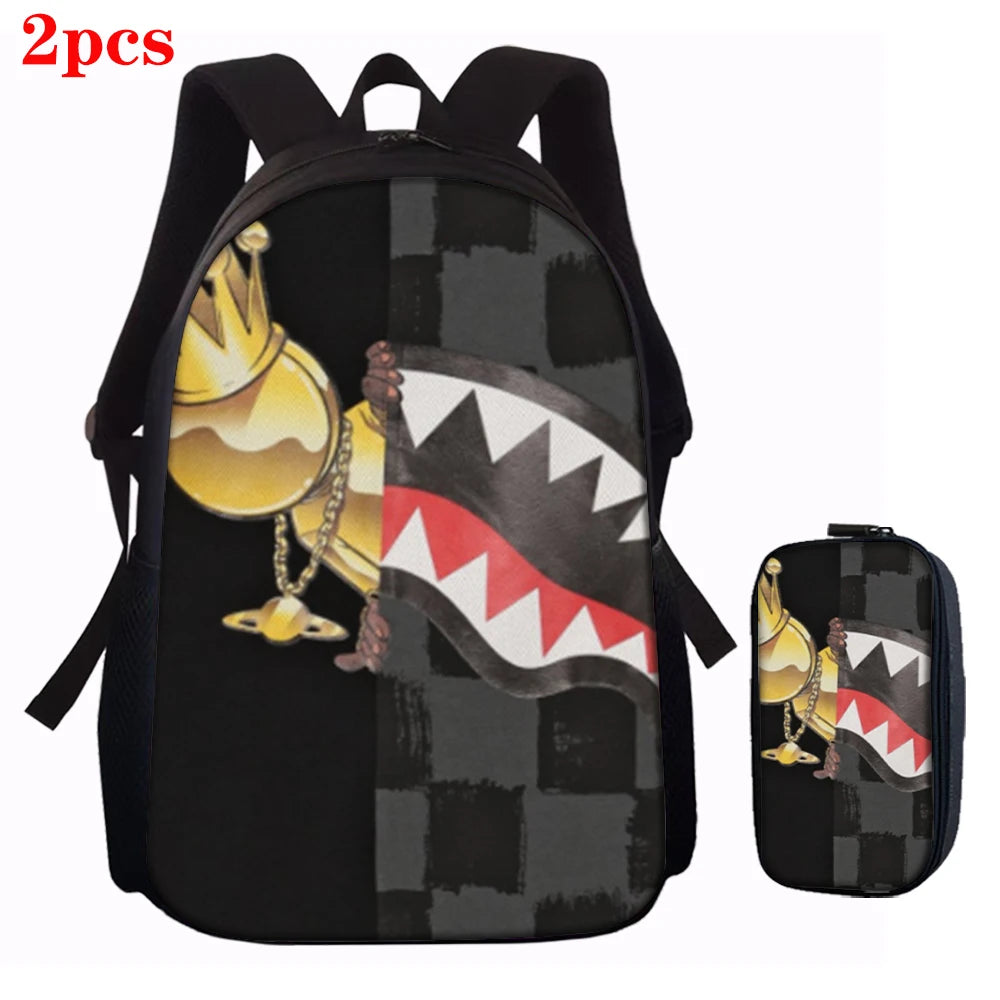 Trendy Shark Graphic Backpack Set | Ideal for School & Adventures