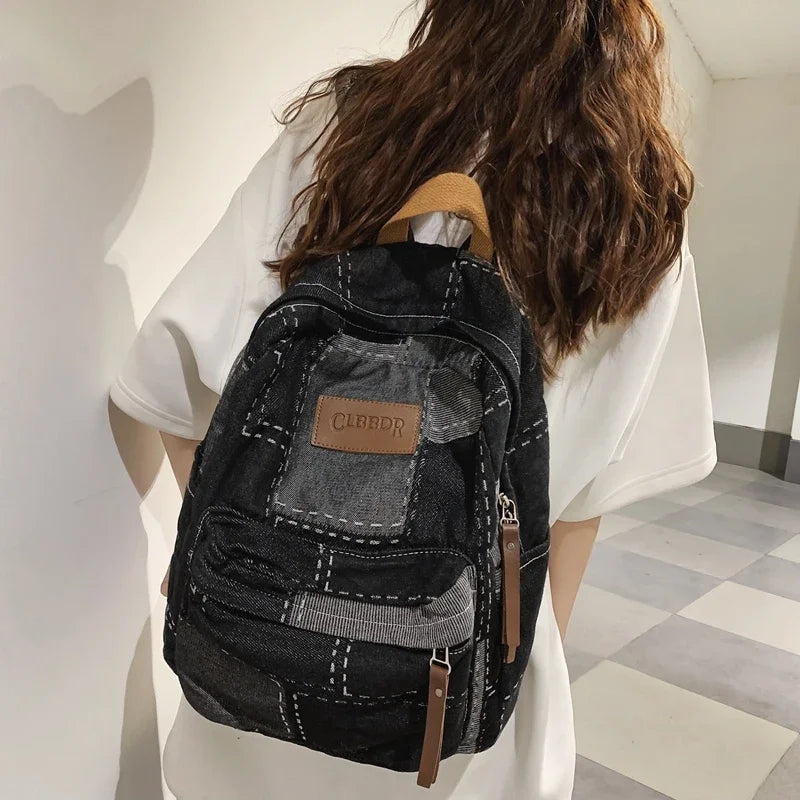 Trendy Washed Denim Backpack | Stylish College Laptop Bag