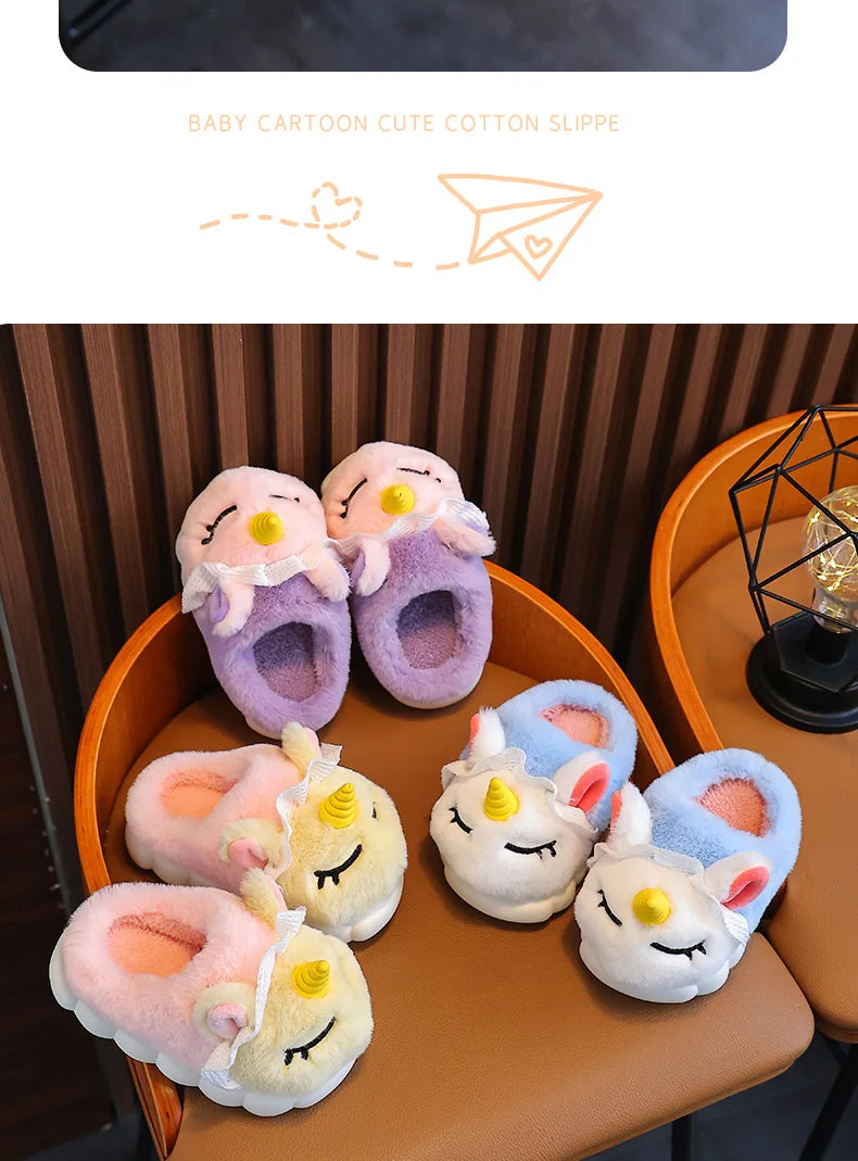 Kids & Family Matching Animal Print Plush Slippers | Cozy Winter Shoes