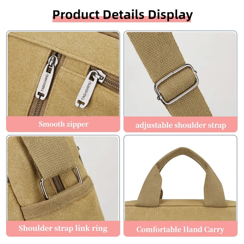 Men's Casual Canvas Shoulder Bag | Lightweight Crossbody Tote
