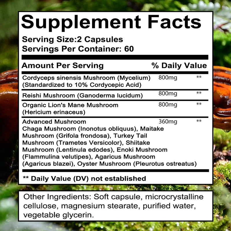 Brain Boosting Mushroom Capsules | Memory & Focus Supplement