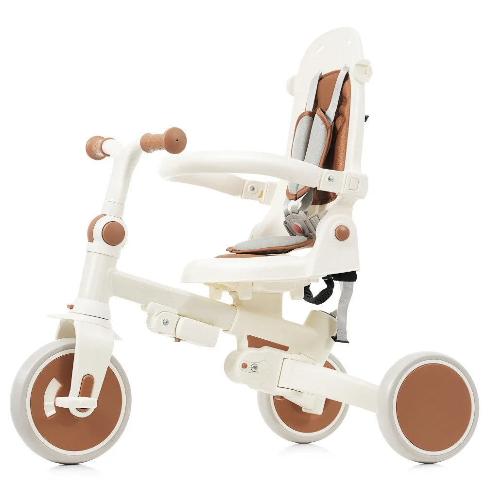 Portable 7-in-1 Toddler Tricycle | Adjustable Handle & Safety Guardrail