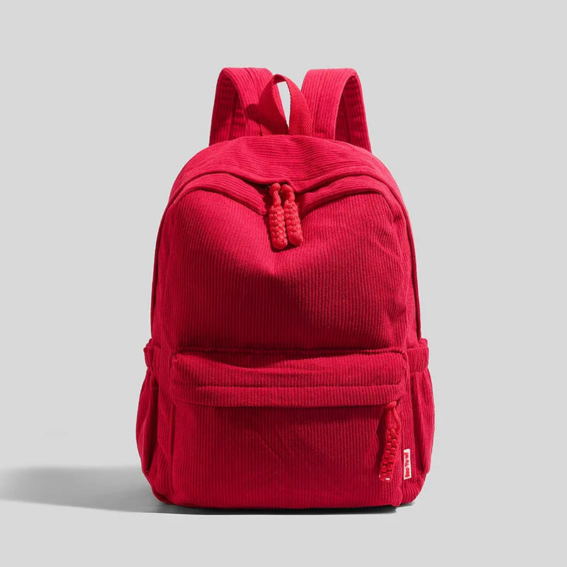 Stylish Neutral Corduroy Backpack | Versatile Large Capacity Daypack