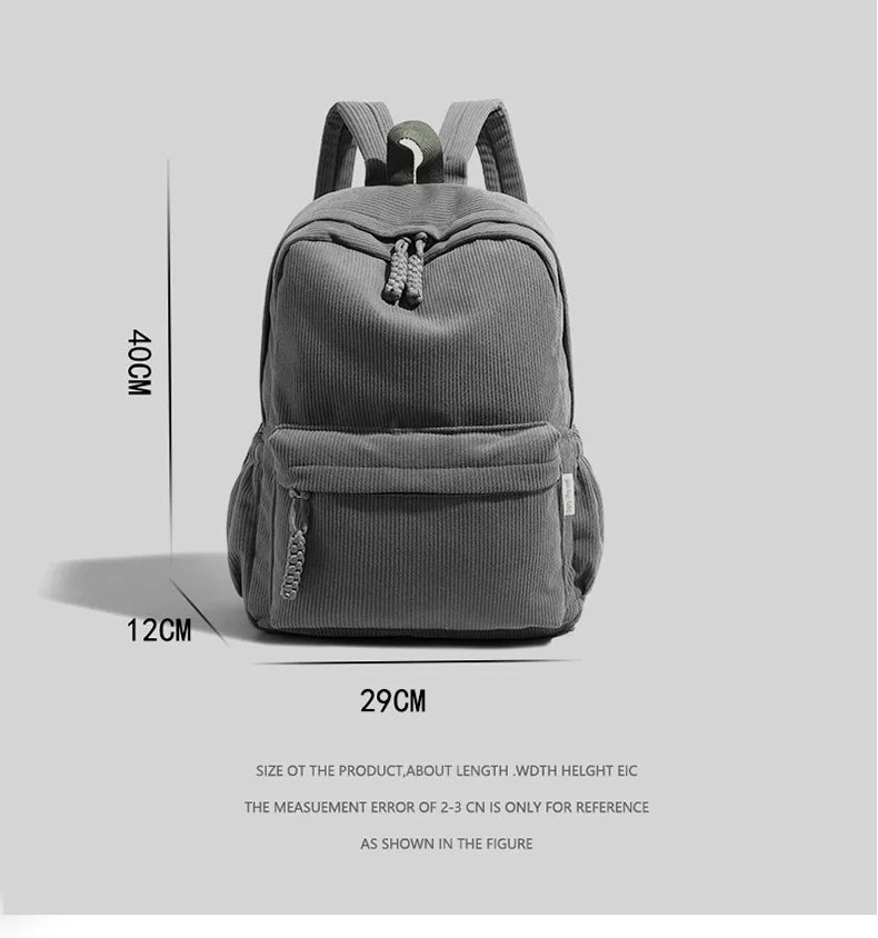 Stylish Neutral Corduroy Backpack | Versatile Large Capacity Daypack