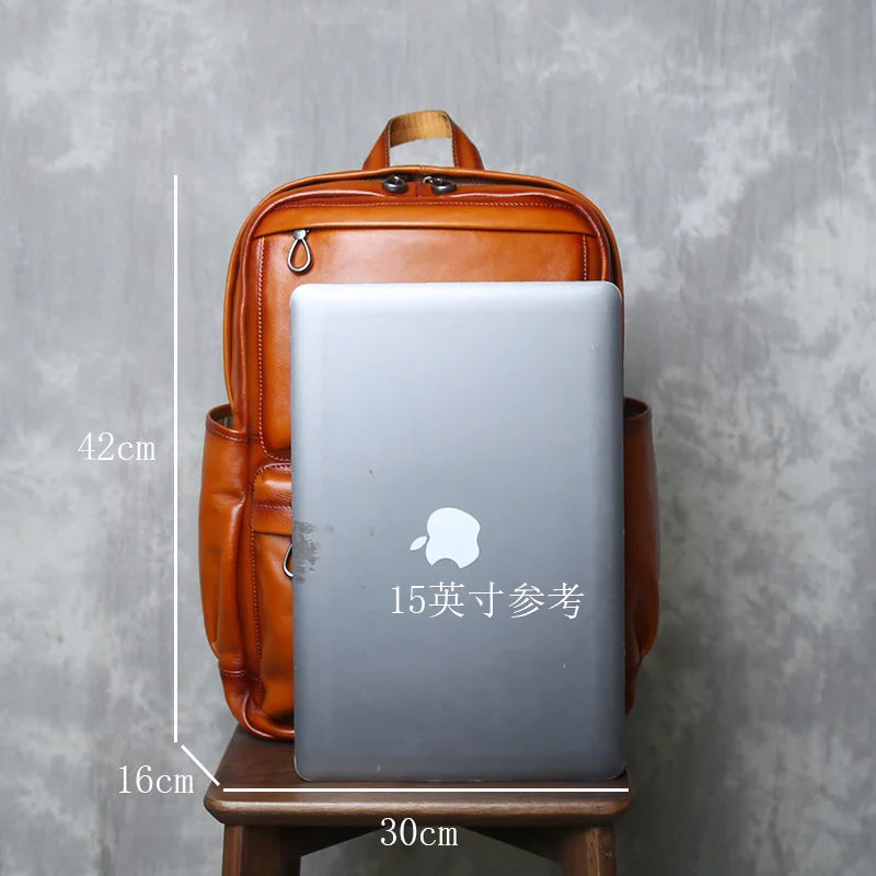 Vintage Leather Backpack for Men | Retro Casual Cowhide Design