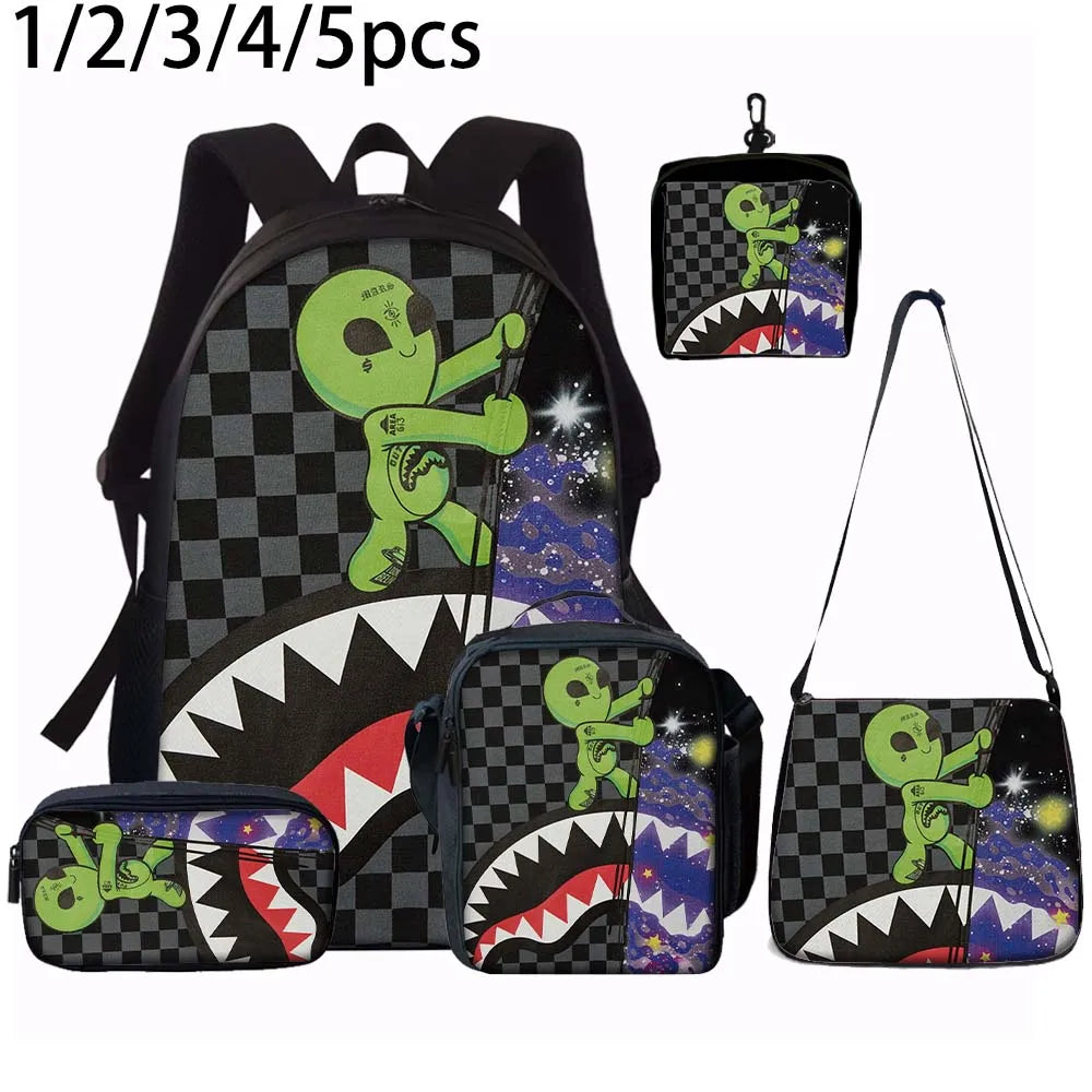Trendy Shark Graphic Backpack Set | Ideal for School & Adventures