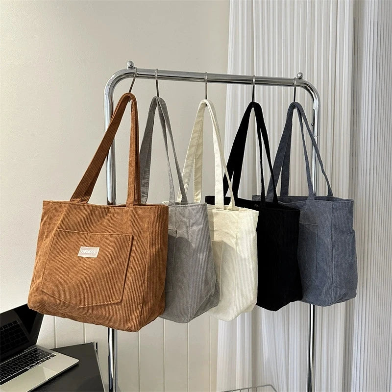 Stylish Women's Corduroy Shoulder Tote Bag | Large Capacity Handbag