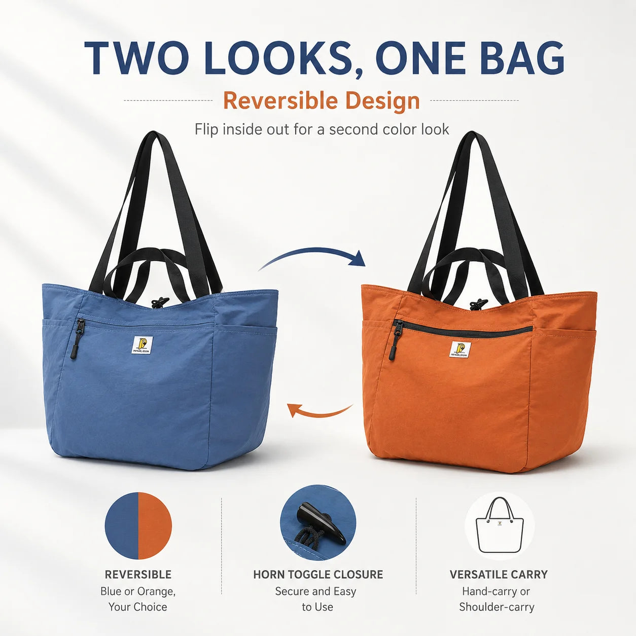 Reversible Large Capacity Travel Tote Bag | Foldable Duffle for All