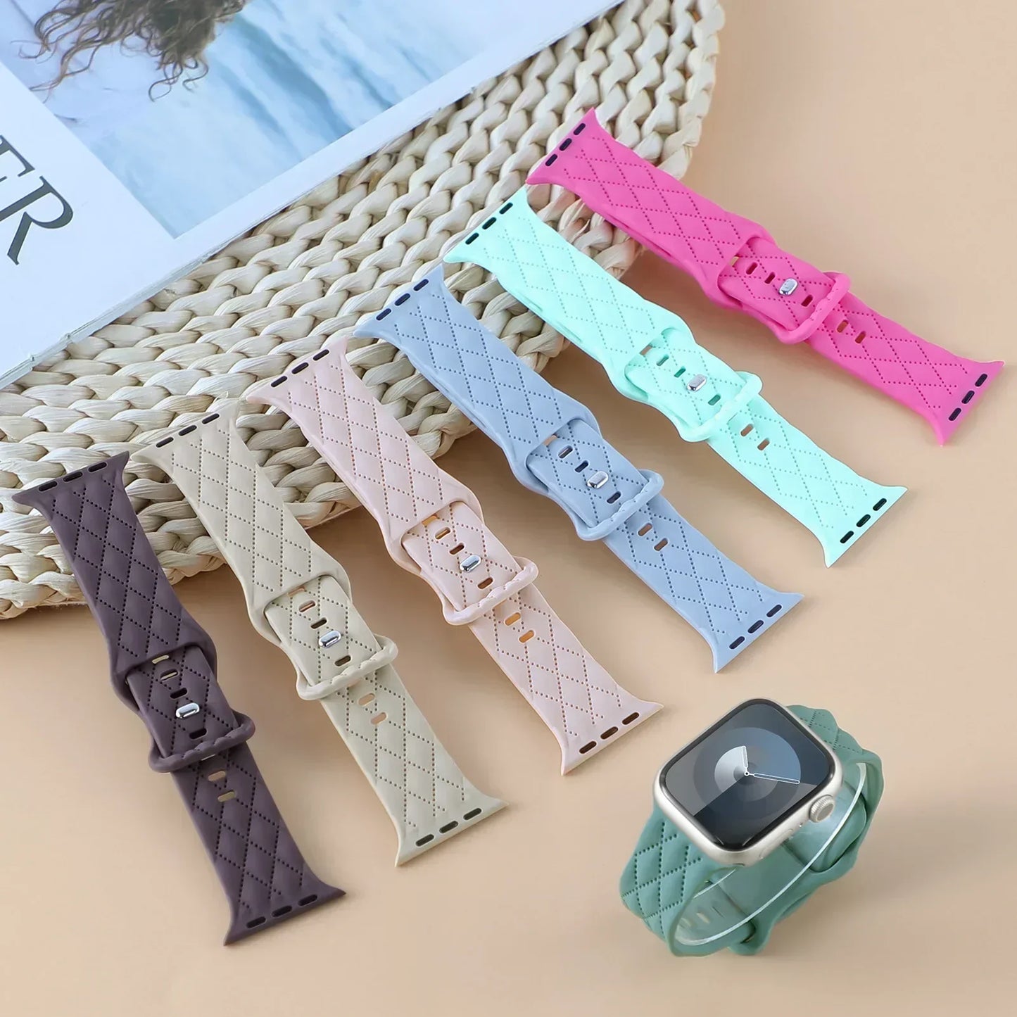 Stylish Engraved Silicone Watch Strap for Apple Watch