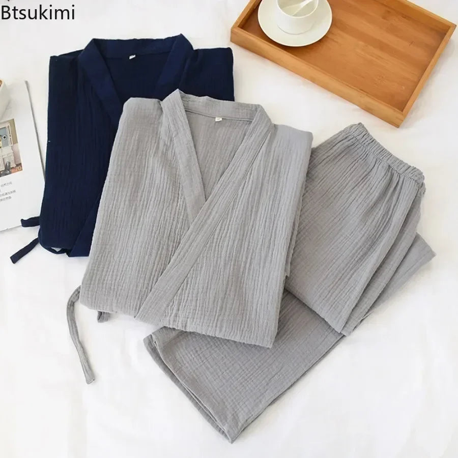Men's Plus Size Cotton Kimono Pajamas | Stylish Comfort Homewear