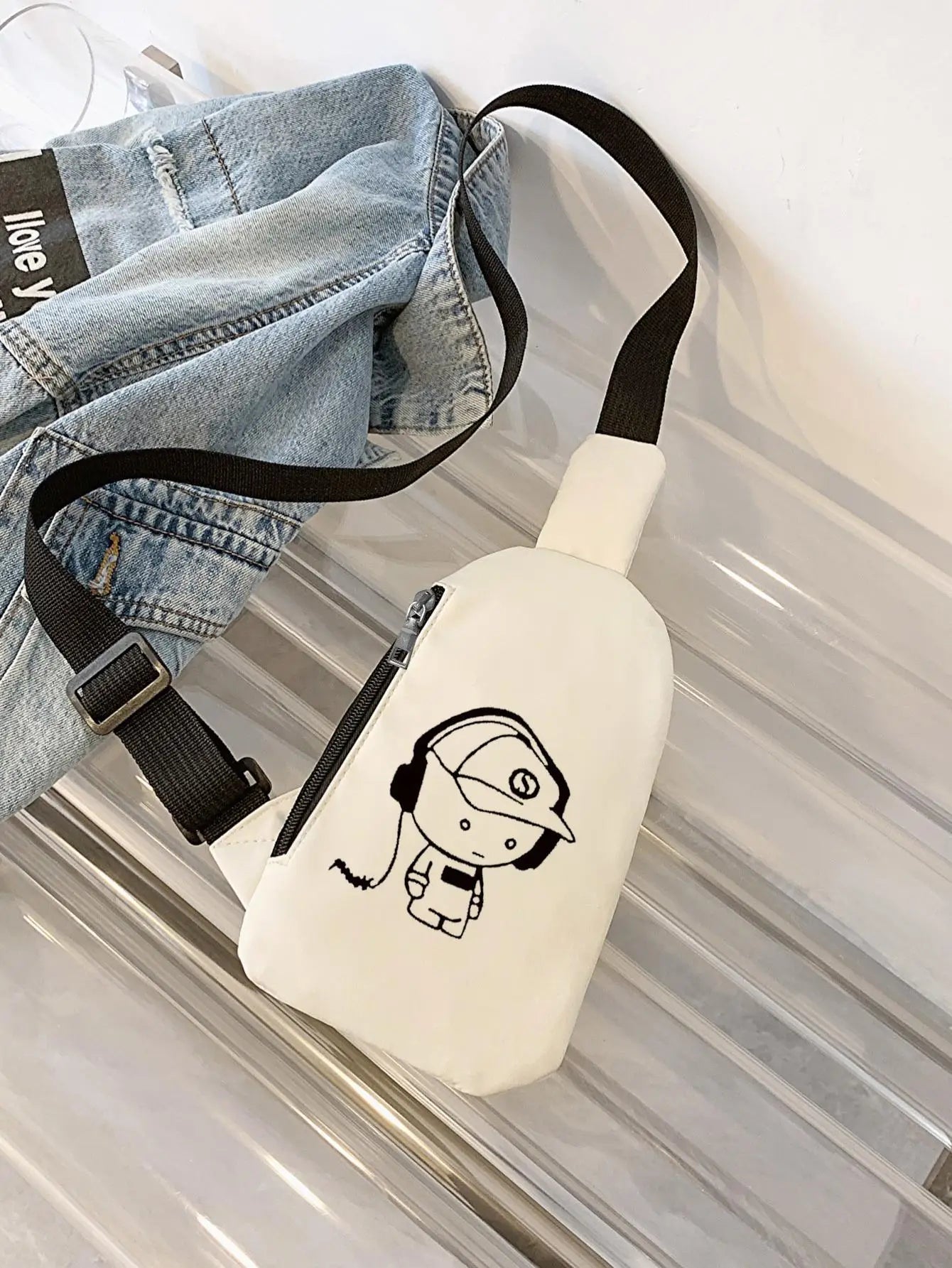 Cute Cartoon Music Boy Printed Chest Bag | Large Capacity