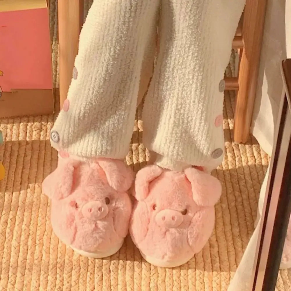 Cute Pig Plush Slippers for Kids | Adorable Winter Indoor Shoes